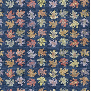 HomeRoots 5 X 8 Navy Geometric Washable Polyester Area Rug for Indoor Outdoor Spaces 733849