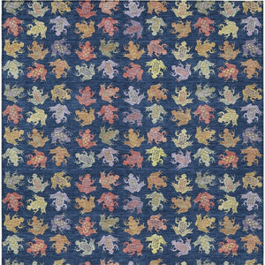 5 X 8 Navy Geometric Washable Polyester Area Rug for Indoor Outdoor Spaces