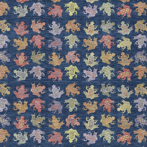 HomeRoots 8x10 Navy Geometric Polyester Indoor Outdoor Washable Rug for Patio or Living Room 733851