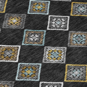 8 Ft Round Geometric Polyester Area Rug for Indoor Outdoor Patios and Foyers