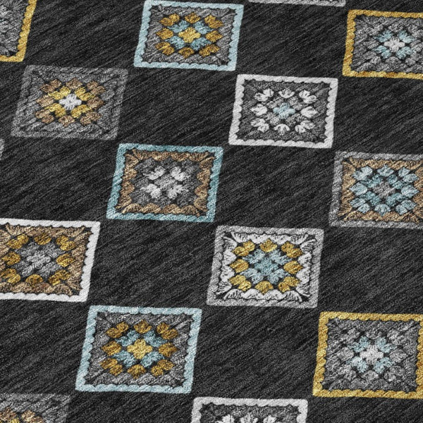 8 Ft Round Geometric Polyester Area Rug for Indoor Outdoor Patios and Foyers