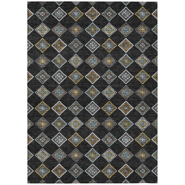 8 Ft X 10 Ft Geometric Washable Polyester Area Rug for Indoor Outdoor Living