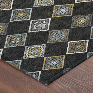 8 Ft X 10 Ft Geometric Washable Polyester Area Rug for Indoor Outdoor Living