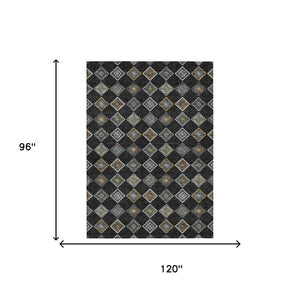 8 Ft X 10 Ft Geometric Washable Polyester Area Rug for Indoor Outdoor Living