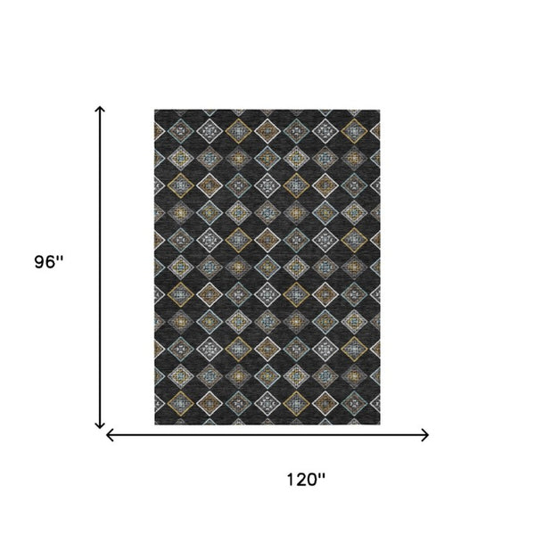 8 Ft X 10 Ft Geometric Washable Polyester Area Rug for Indoor Outdoor Living