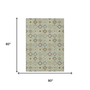 5 X 8 Geometric Washable Polyester Area Rug for Patios Living Rooms and Entryways
