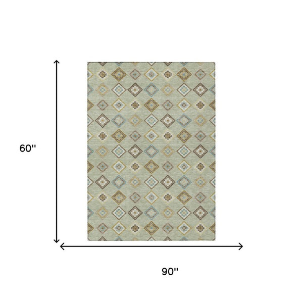5 X 8 Geometric Washable Polyester Area Rug for Patios Living Rooms and Entryways