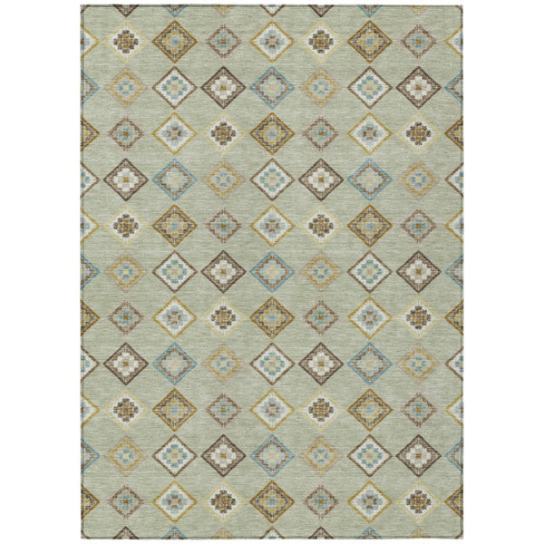8x10 Geometric Polyester Area Rug Machine Washable Indoor Outdoor Low Pile Design