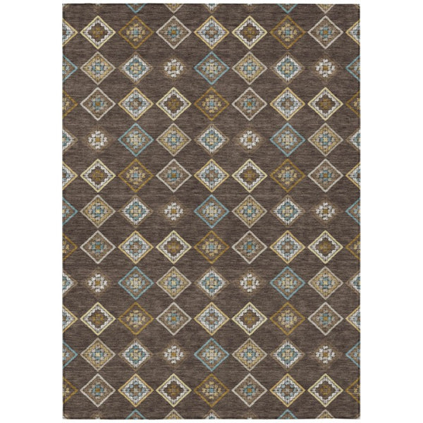 5 X 8 Geometric Polyester Area Rug Machine Washable for Indoor Outdoor Living Spaces