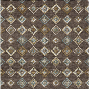 HomeRoots 5 X 8 Geometric Polyester Area Rug Machine Washable for Indoor Outdoor Living Spaces 733867