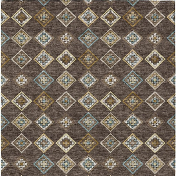HomeRoots 5 X 8 Geometric Polyester Area Rug Machine Washable for Indoor Outdoor Living Spaces 733867