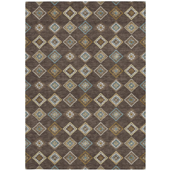 5 X 8 Geometric Polyester Area Rug Machine Washable for Indoor Outdoor Living Spaces