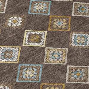 5 X 8 Geometric Polyester Area Rug Machine Washable for Indoor Outdoor Living Spaces