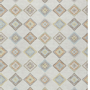 HomeRoots 9 Ft X 12 Ft Washable Geometric Polyester Area Rug for Indoor Outdoor Spaces 733876