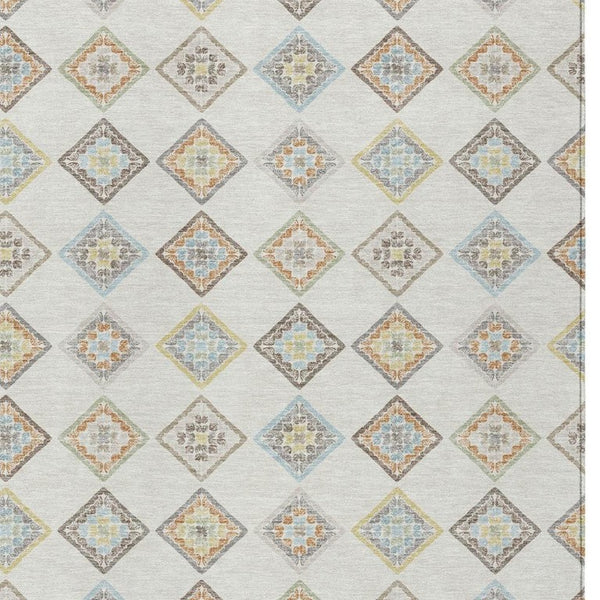 HomeRoots 9 Ft X 12 Ft Washable Geometric Polyester Area Rug for Indoor Outdoor Spaces 733876