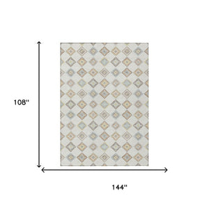9 Ft X 12 Ft Washable Geometric Polyester Area Rug for Indoor Outdoor Spaces