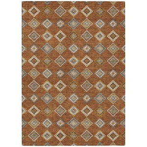 5x8 Geometric Polyester Area Rug Machine Washable Indoor Outdoor Low Pile