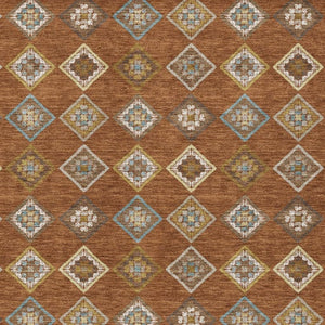 HomeRoots 5x8 Geometric Polyester Area Rug Machine Washable Indoor Outdoor Low Pile 733879