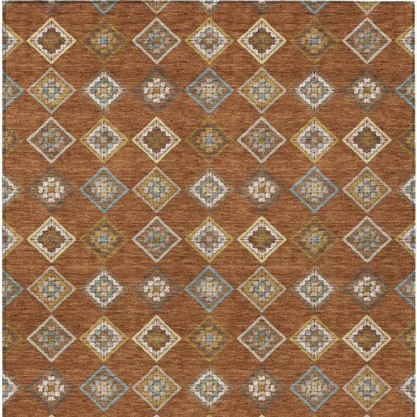 5x8 Geometric Polyester Area Rug Machine Washable Indoor Outdoor Low Pile