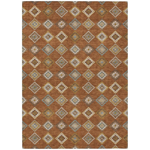 8 X 10 Geometric Polyester Area Rug Machine Washable Indoor Outdoor Patio Living Room
