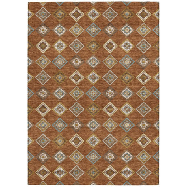 8 X 10 Geometric Polyester Area Rug Machine Washable Indoor Outdoor Patio Living Room