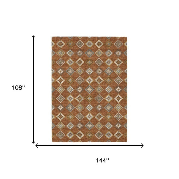9x12 Geometric Polyester Area Rug Bold Pattern Washable Indoor Outdoor Use