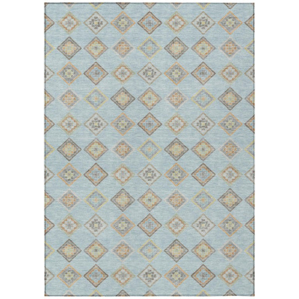 Geometric Polyester Area Rug Machine Washable Indoor Outdoor Low Pile Stain Resistant Patio