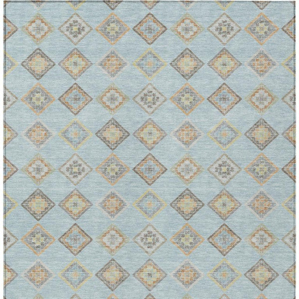 Geometric Polyester Area Rug Machine Washable Indoor Outdoor Low Pile Stain Resistant Patio