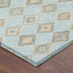 Geometric Polyester Area Rug Machine Washable Indoor Outdoor Low Pile Stain Resistant Patio