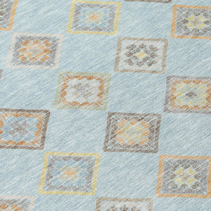 Geometric Polyester Area Rug Machine Washable Indoor Outdoor Low Pile Stain Resistant Patio
