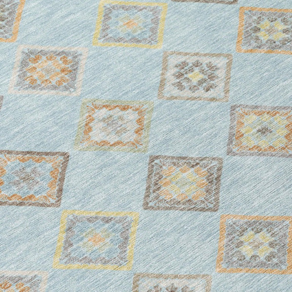Geometric Polyester Area Rug Machine Washable Indoor Outdoor Low Pile Stain Resistant Patio