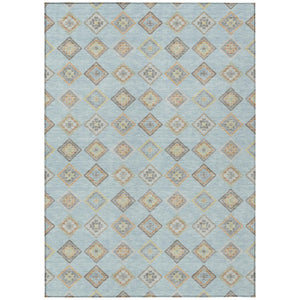Geometric Polyester Area Rug Machine Washable Indoor Outdoor Low Pile Stain Resistant Patio