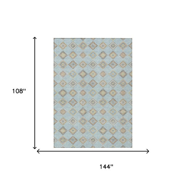 Geometric Polyester Area Rug Machine Washable Indoor Outdoor Low Pile Stain Resistant Patio