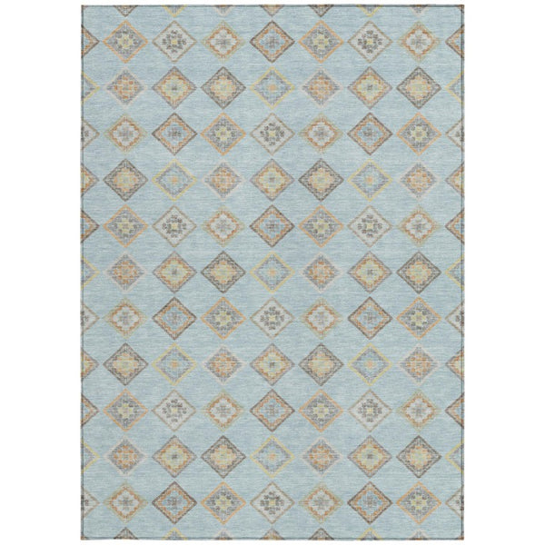 Geometric Polyester Area Rug Machine Washable Indoor Outdoor Low Pile Stain Resistant Patio