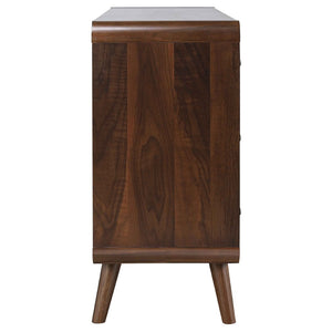 English Elm Winston Six Drawer Mid-century Dresser with Walnut Veneer Finish and Tapered Legs Dark Walnut B062P451713