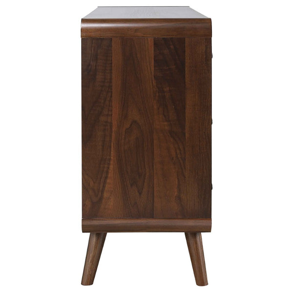 English Elm Winston Six Drawer Mid-century Dresser with Walnut Veneer Finish and Tapered Legs Dark Walnut B062P451713