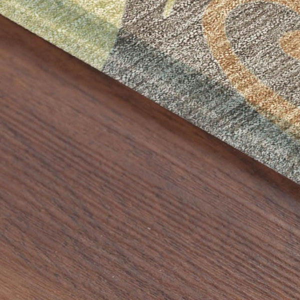 Damask Polyester Washable Indoor Outdoor Area Rug with Low Pile for Patio and Entryway