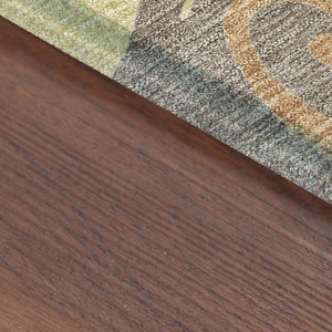 Damask Polyester Washable Indoor Outdoor Area Rug with Low Pile for Patio and Entryway