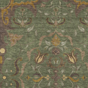 HomeRoots 10 X 14 Damask Polyester Area Rug Washable Low Pile for Patios and Living Rooms 733925