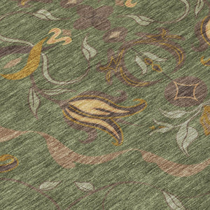 10 X 14 Damask Polyester Area Rug Washable Low Pile for Patios and Living Rooms