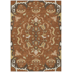 8 X 10 Damask Polyester Area Rug Washable Indoor Outdoor Patio Entryway Accent