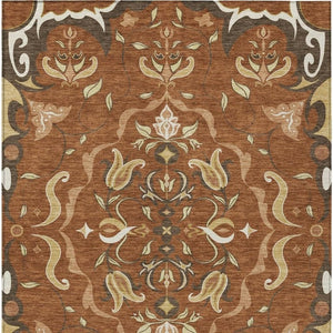 8 X 10 Damask Polyester Area Rug Washable Indoor Outdoor Patio Entryway Accent