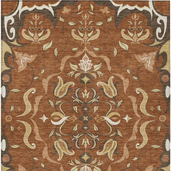 8 X 10 Damask Polyester Area Rug Washable Indoor Outdoor Patio Entryway Accent