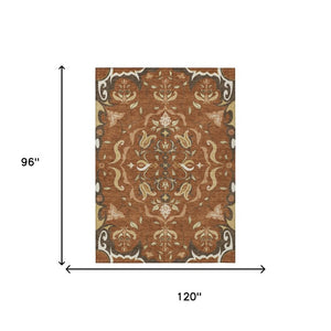 8 X 10 Damask Polyester Area Rug Washable Indoor Outdoor Patio Entryway Accent