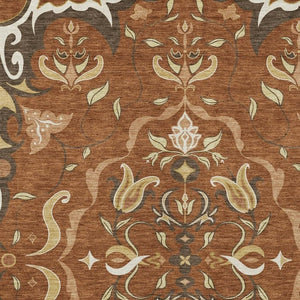 HomeRoots 10 X 14 Damask Polyester Washable Area Rug for Patios Living Rooms Entryways 733931
