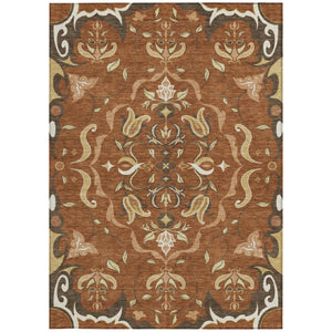 10 X 14 Damask Polyester Washable Area Rug for Patios Living Rooms Entryways