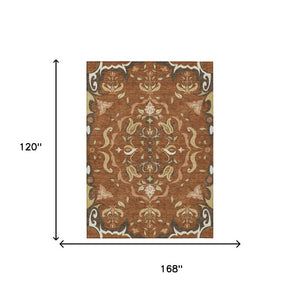 10 X 14 Damask Polyester Washable Area Rug for Patios Living Rooms Entryways
