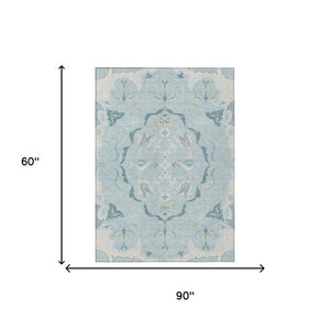 Damask Polyester Area Rug Machine Washable Indoor Outdoor Stain Resistant Flatweave Patio Safe