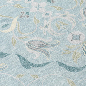 Damask Polyester Area Rug Machine Washable Indoor Outdoor Stain Resistant Flatweave Patio Safe