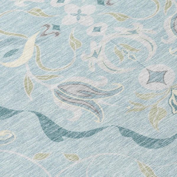 Damask Polyester Area Rug Machine Washable Indoor Outdoor Stain Resistant Flatweave Patio Safe
